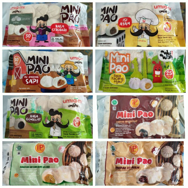 

MINI PAO Bakpao Mini - IP / UMIAMI / WEI WANG - Coklat / Ayam / Sapi / Kacang Hijau / Strawberry