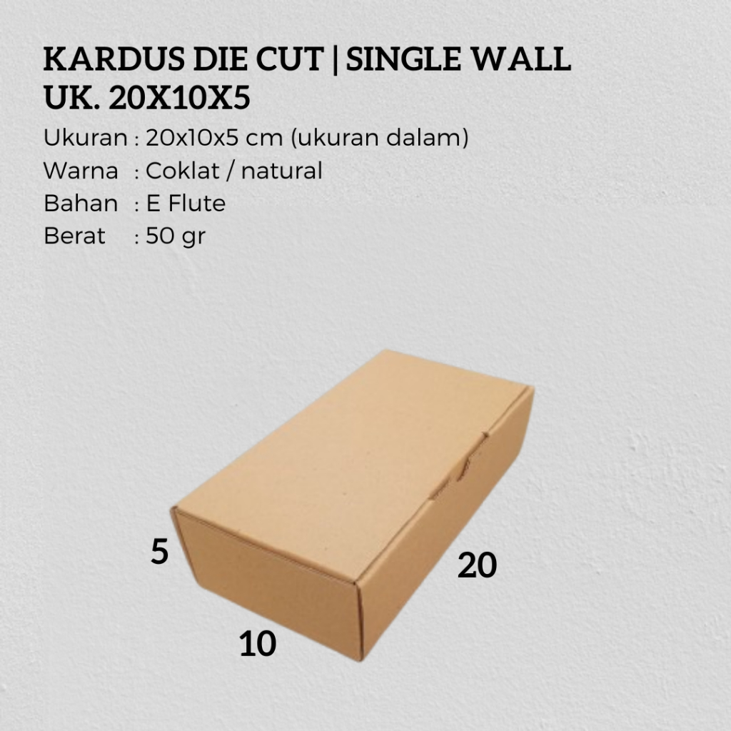 

Kardus karton uk. 20x10x5 cm | Kardus Die Cut