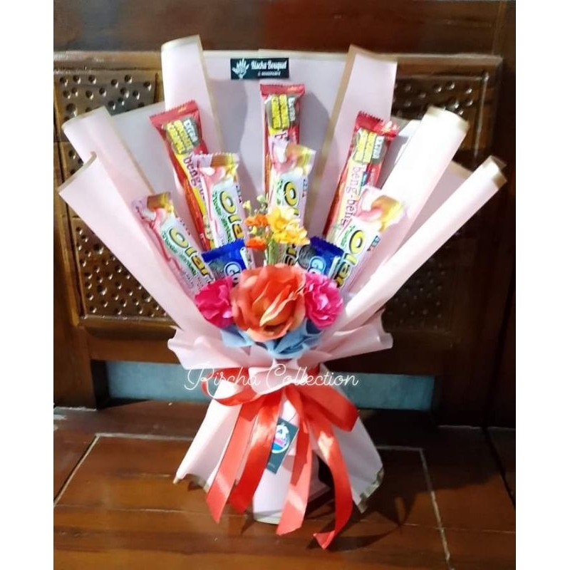 

Buket snack plus bunga murah