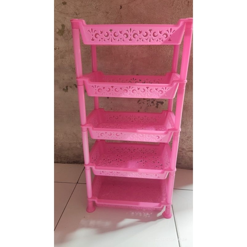 Rak plastik segi serbaguna susun 5 / rak bumbu dapur plastik susun 4/rak kosmetik susun 3/rak serbag