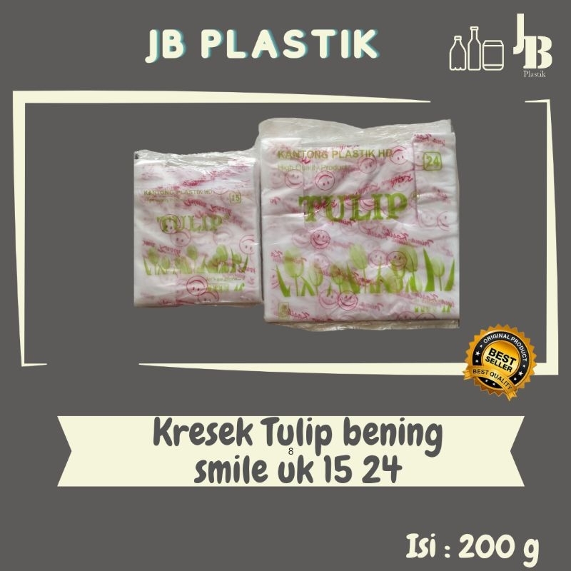 Kantong Kresek /Kantong Plastik Bening Tulip Smile Terima Kasih