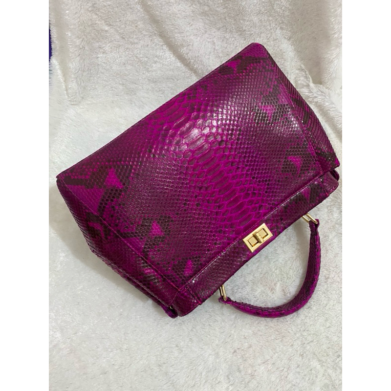 Tas Cantik Pink Fushia Python 32 cm