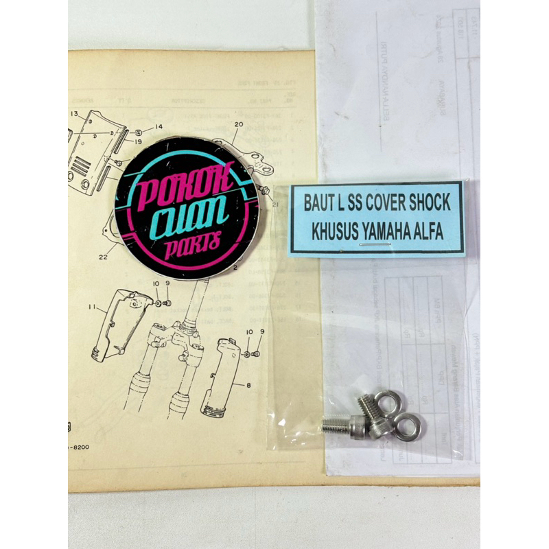 Baut L stainless cover shock spakbor depan Yamaha ALFA