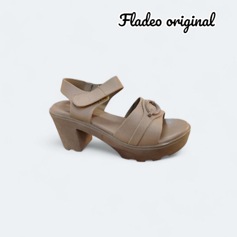 SANDAL FLADEO  WANITA HAK 7CM WEDJES TALI