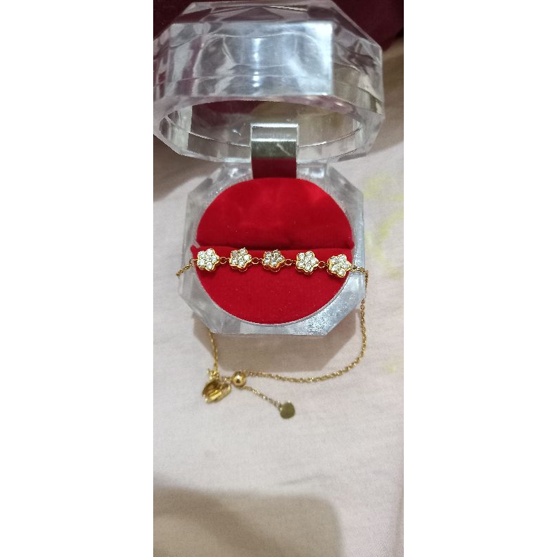 Gelang Serut Rantai Bunga emas asli 375 kadar 8k
