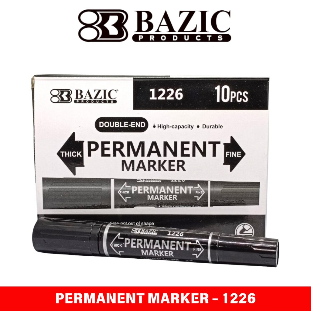 

Spidol Permanen Hitam 2 Arah BAZIC 1226