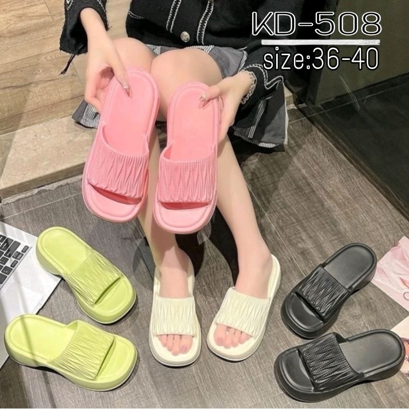 SANDAL SELOP WANITA KARET EVA KERUT WEDGES KEKINIAN(36-40)