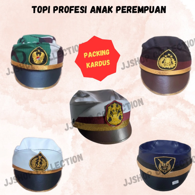 TOPI PROFESI TNI AD TNI AL TNI AU AKPOL POLWAN (PEREMPUAN) BUAT ANAK ANAK