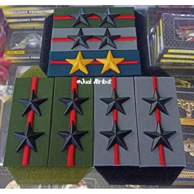 Pangkat baju PDL TNI AD AL AU Bintang 1 2 3 PATI Brigjen Mayjen Letjen bahan LOGAM
