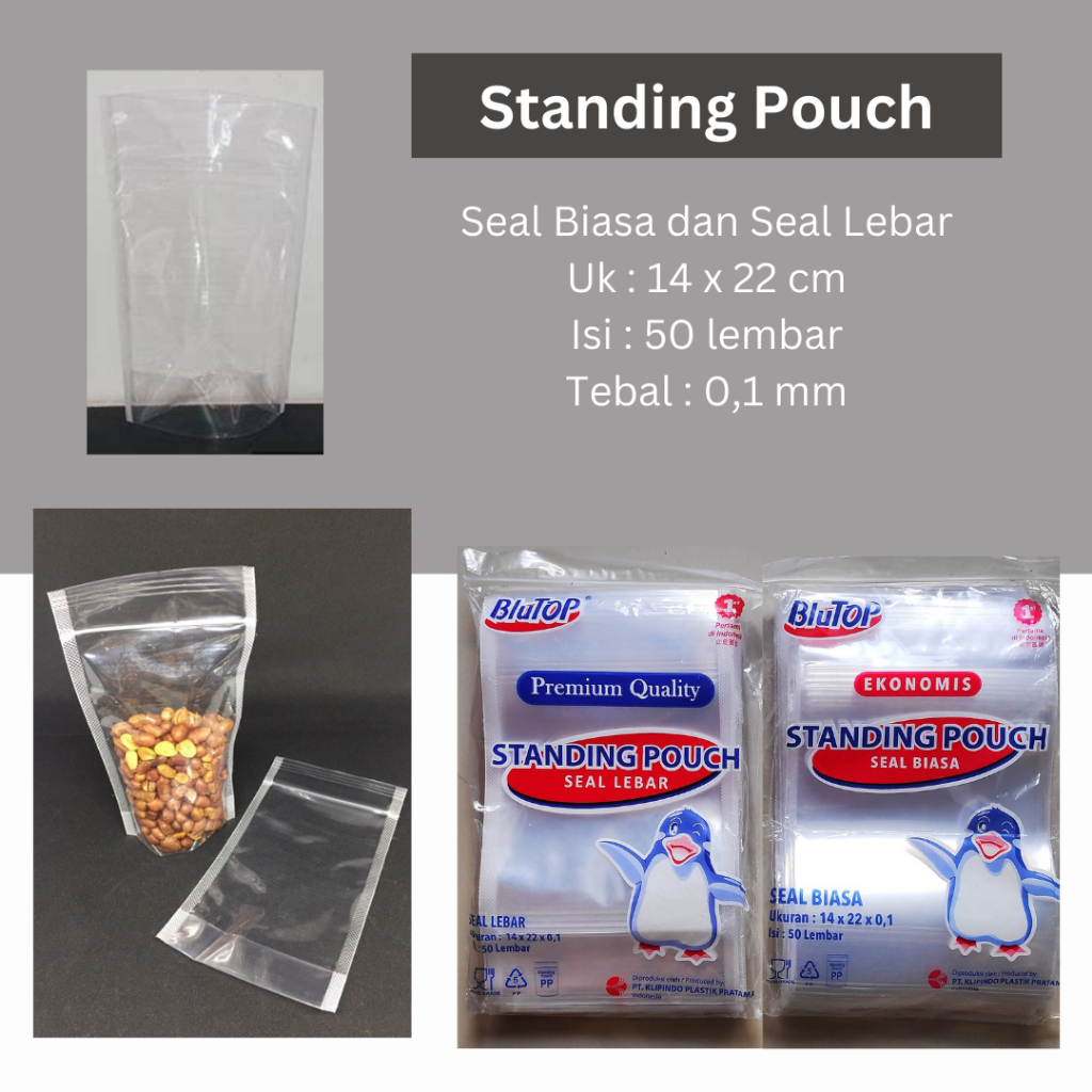 PLASTIK STANDING POUCH 14X22