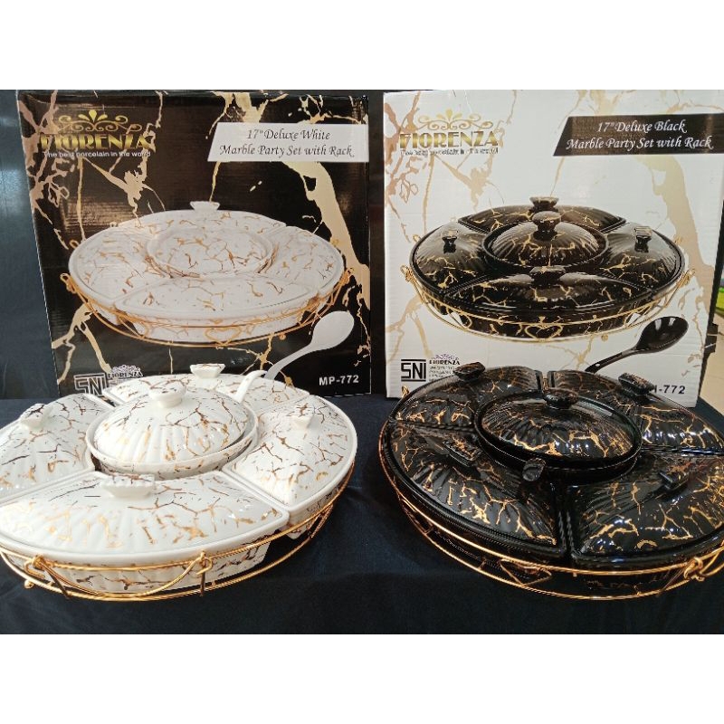 Prasmanan Fiorenza Putar Motif Marmer Putih & Hitam