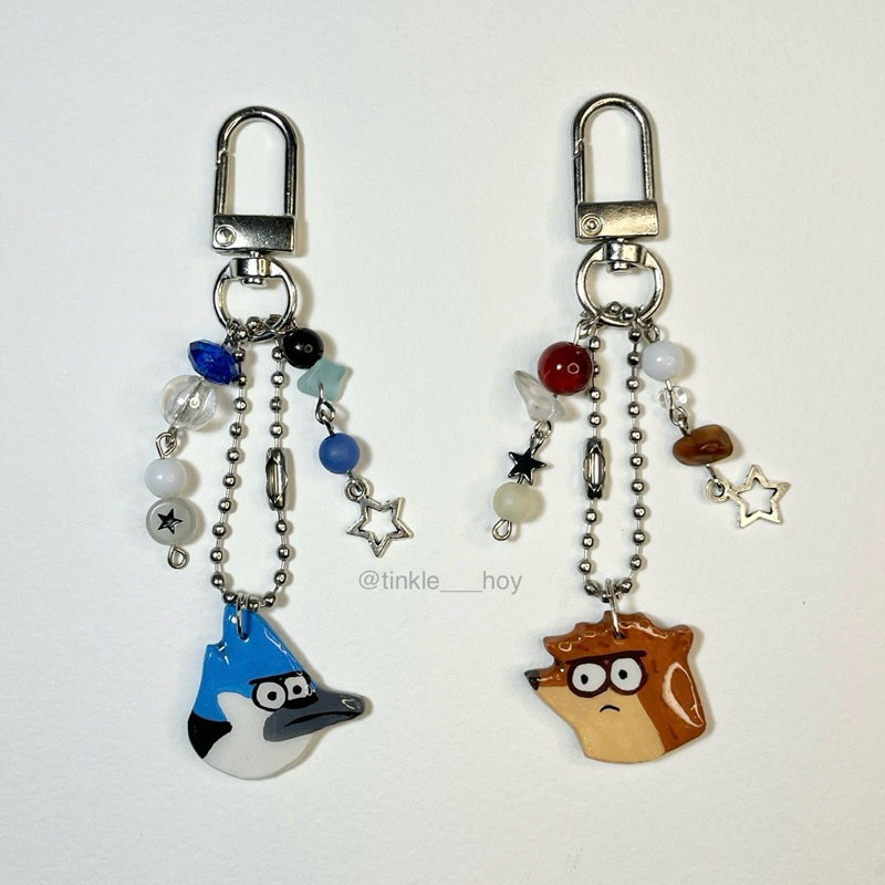 mordecai and rigby from regular show beads keychain