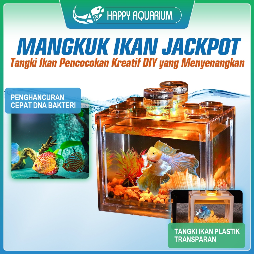 Aquarium Mini Cupang Mini Akrilik Akuarium Block Ikan Hias Emas Kura-kura Kotak Kandang Hewan DIY