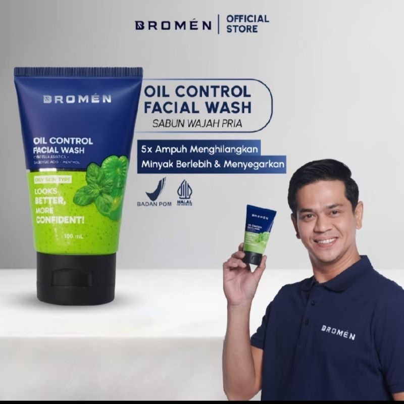 Bromen Oil Control Sabun cuci muka pria untuk kulit berminyak