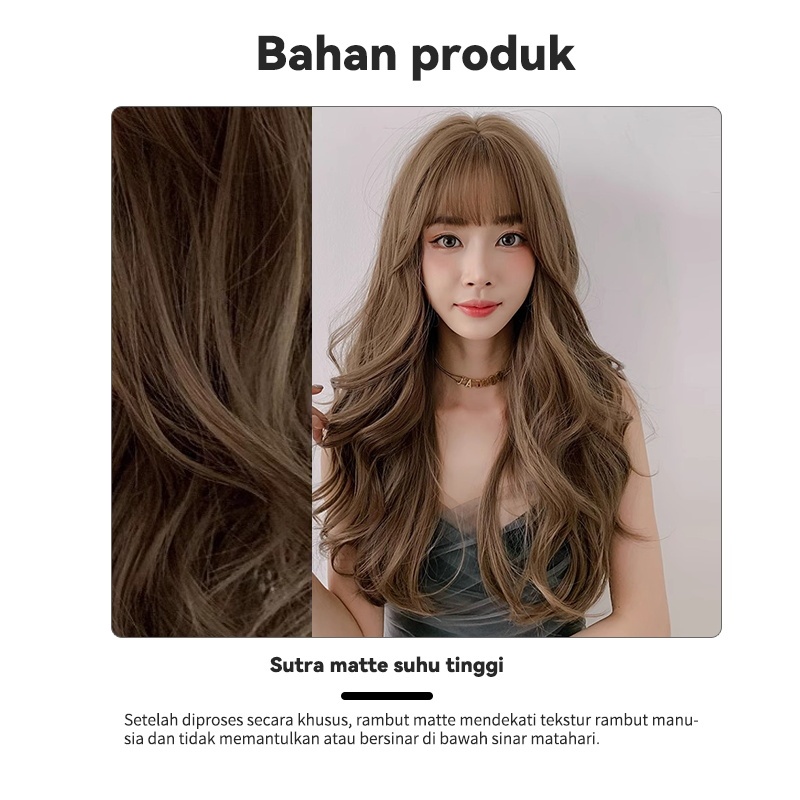 Korean Style Curly/Alami/ Panjang Poni/rambut palsu/rambut palsu wanita/rambut palsu wanita