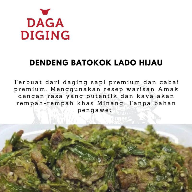 

(350gr) Dendeng Batokok Lado Hijau asli Minang Homemade