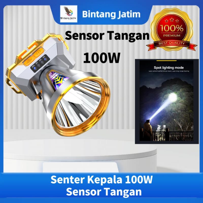 Senter kepala super terang senter led super terang lampu depan tahan air sensor gerak senter super