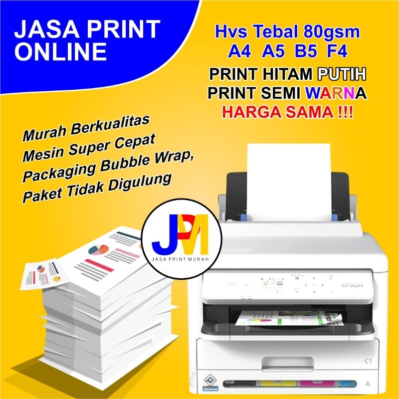 

JASA PRINT/CETAK HVS UKURAN A5, A4, B5, F4 TEBAL 80gsm