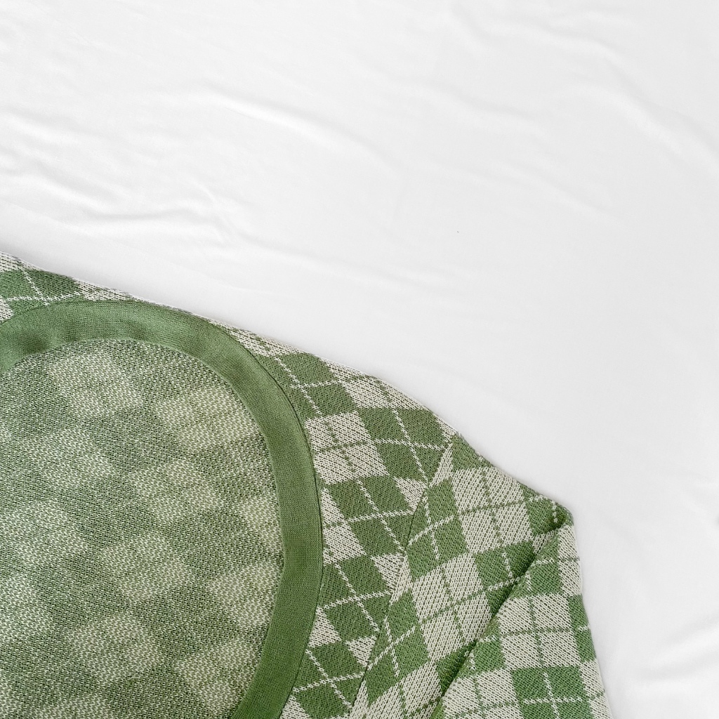 green argyle cardigan