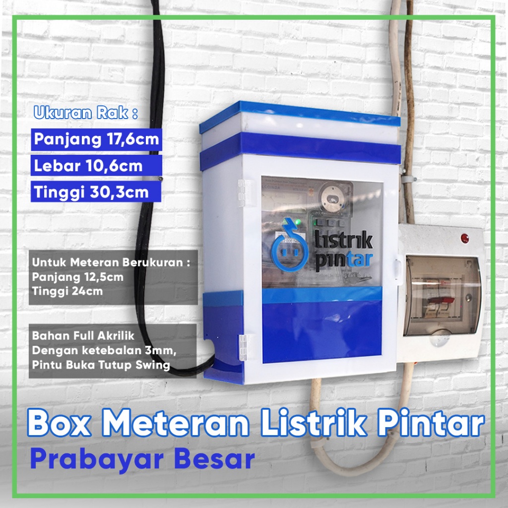 Box Meteran PLN Prabayar Besar Listrik Pintar Bahan Acrylic