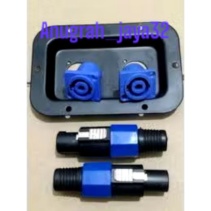 satu set terminal spicon 2 lubang panjang + soket spicon biru drat dalem+ jeck spicon buntut