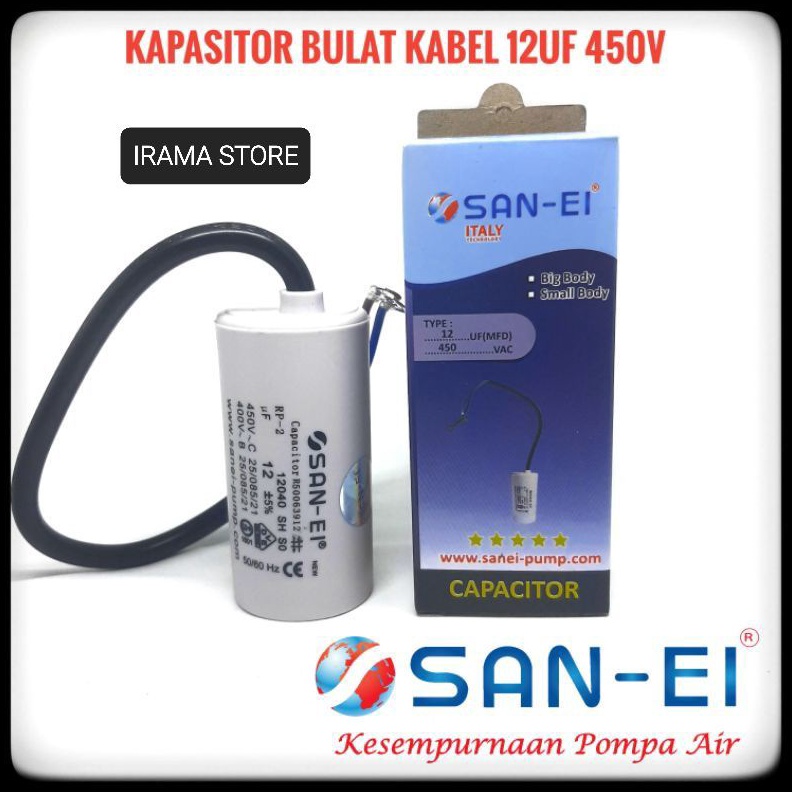 SAN EI Kapasitor Bulat 12uf 45V Kapasitor Kabel Pompa Air 12 uf 45V RAH