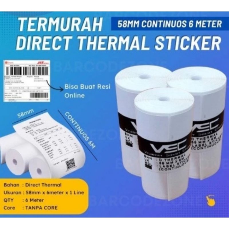

Kertas Label Stiker Thermal 58mm x 37 Vsc