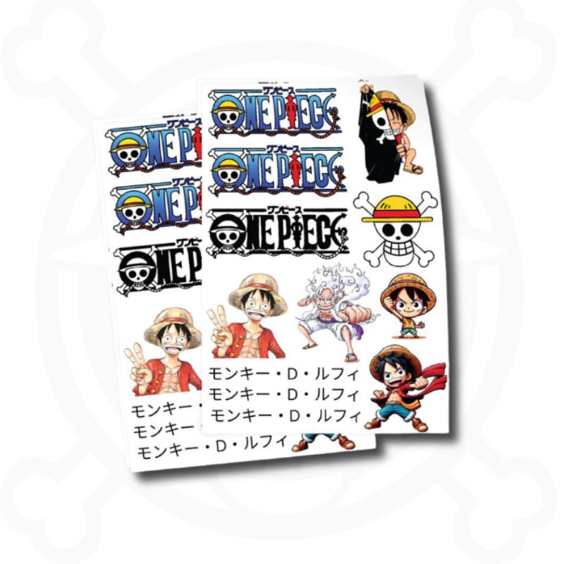 

Sticker Pack Ukuran A5 One Piece Monkey D Luffy logo one piece, glosy