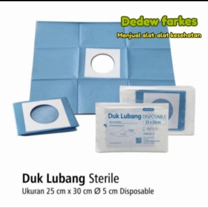 duk lobang steril disposable 25x30 onemed/ duk bolong steril