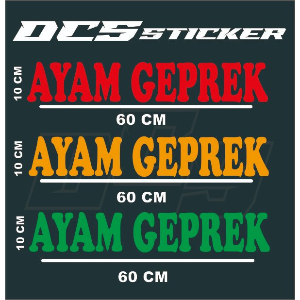 

STICKER TULISAN AYAM GEPREK STICKER TEMPELAN UNTUK NAMA JUALAN