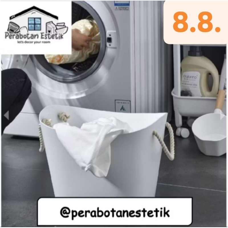 Ember Putih Estetik Tali Mewah ltifungsi Gayung Peralatan Kamar Mandi Toilet Perlengkapan Kebersihan