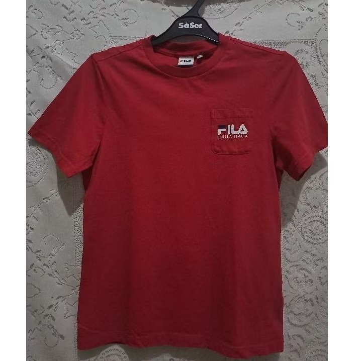 Kaos/Tshirt Pocket Merk FILA Merah Original Second (Thrift)