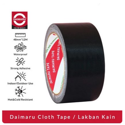 

Daimaru Cloth Tape Lakban Kain Warna Hitam 48 mm x 12 meter 1 Roll