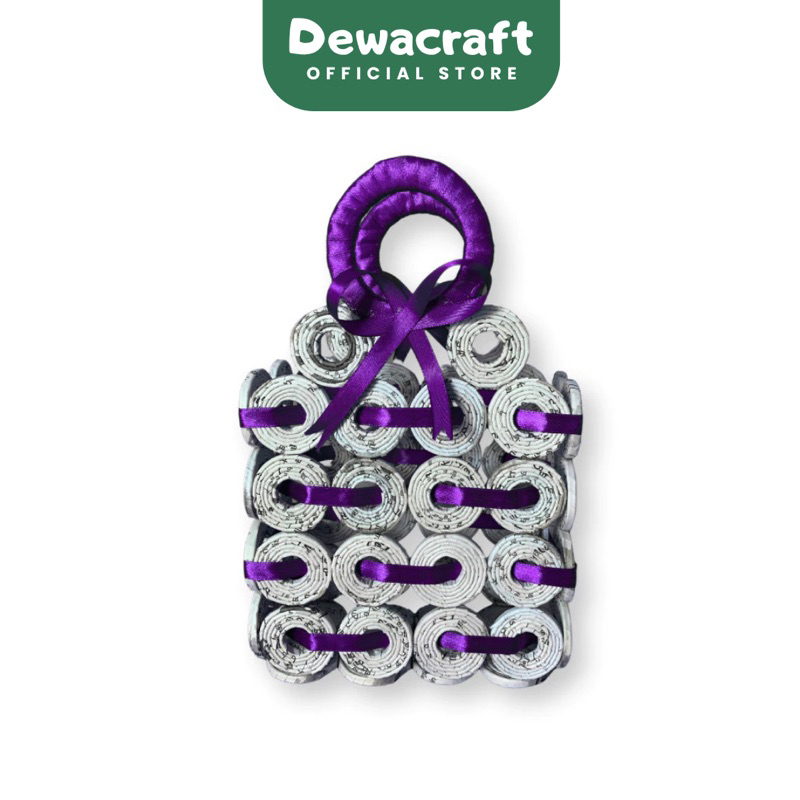 Tas Koran Pita Ungu | Prakarya Kerajinan Tas dari Koran