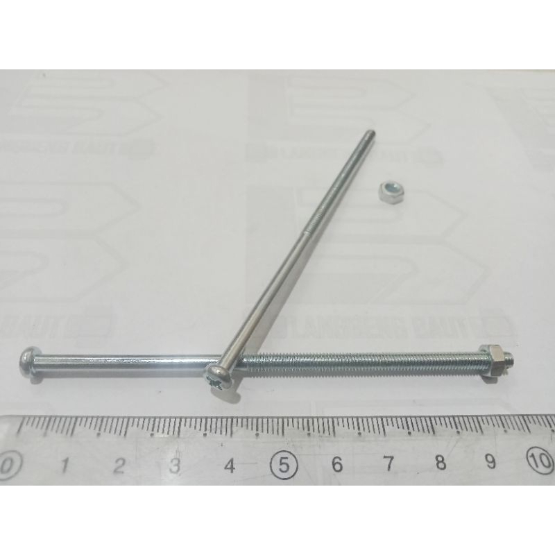 Baut Mur JP M4x100 / Obeng Plus Kepala Bulat 4mm Panjang 10cm