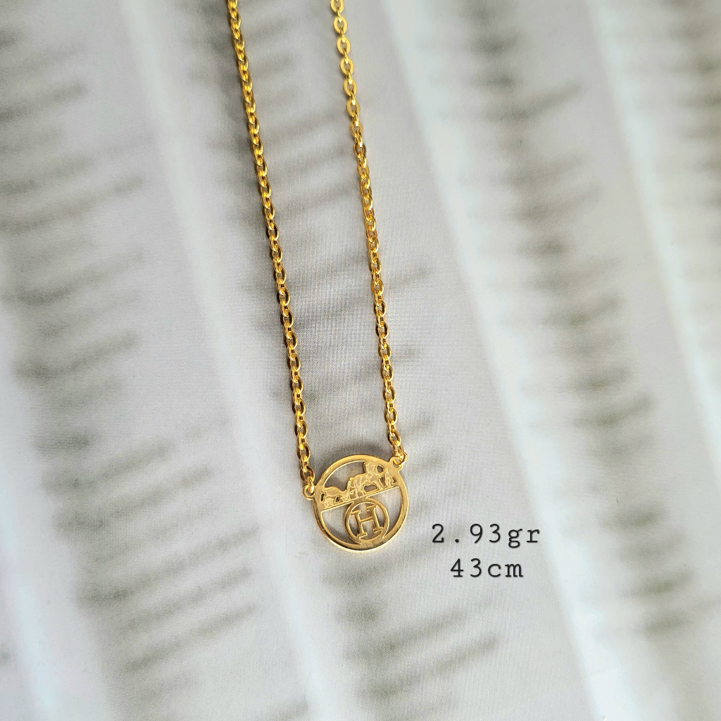 Kalung Emas Asli set Hermesien Dubai Liontin Kalung Emas Asli Kadar 375