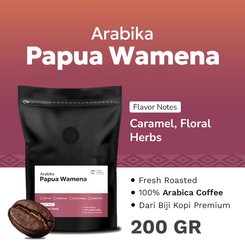 

KOPI ARABIKA PAPUA WAMENA NUSA KULTURA 200 GRAM | KOPI BUBUK ASLI GILING HALUS BIJI KOPI ROASTED