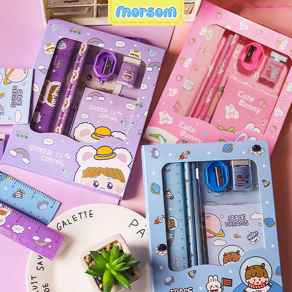 

MORSOM - Alat Tulis Set 6 in 1 Stationery Set Lucu Karakter Set Perlengkapan Alat Tulis Sekolah Anak-Anak TK Souvenir