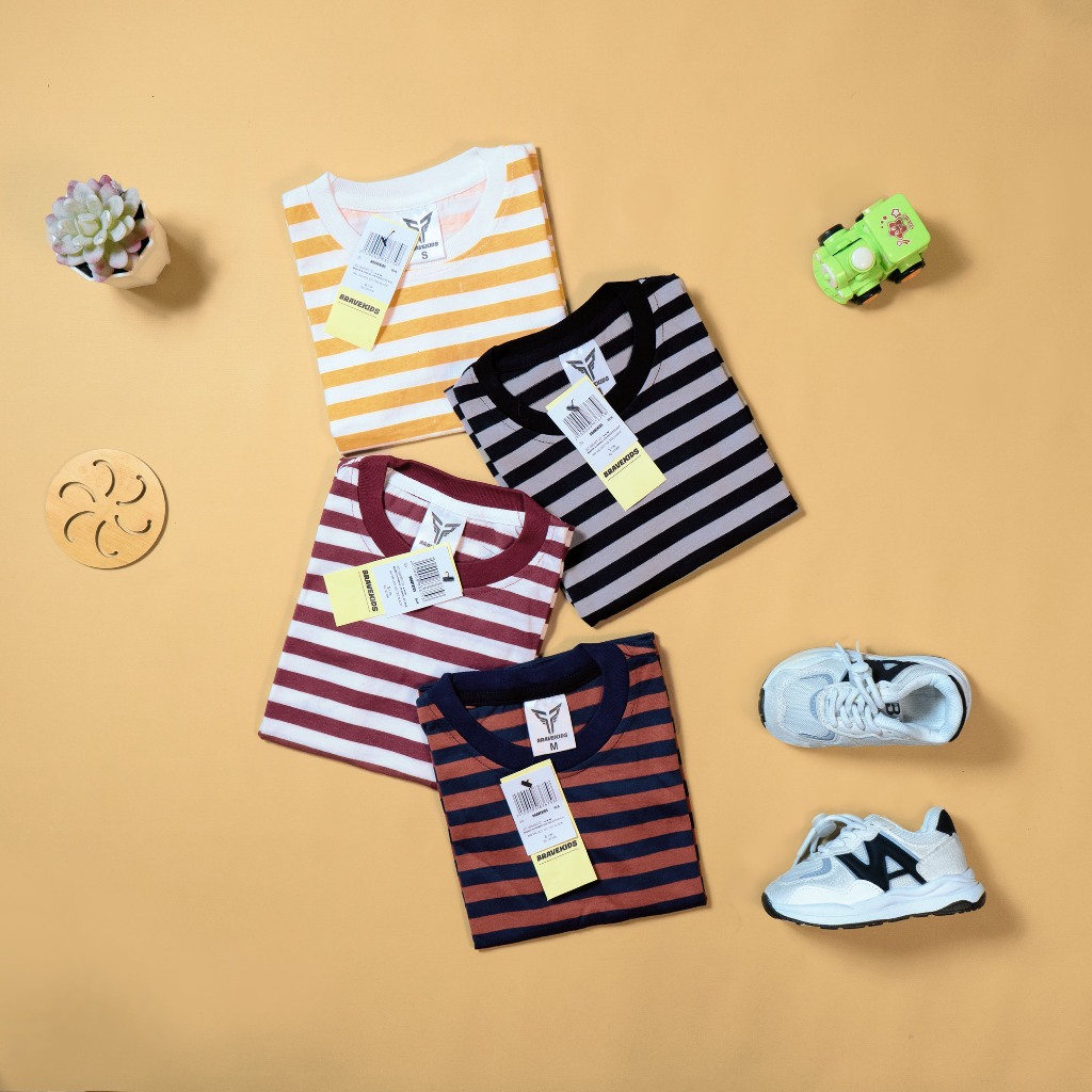 BRAVEKIDS -  BISA COD BROADSTRIPE KAOS SALUR COTTON COMBED 24S PREMIUM SABLON PLASTISOL