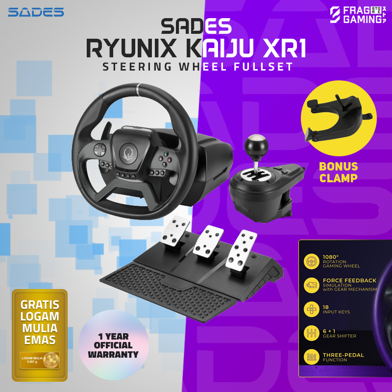 Sades Ryunix Kaiju Force Feedback Racing Wheel XR1 Setir Stir