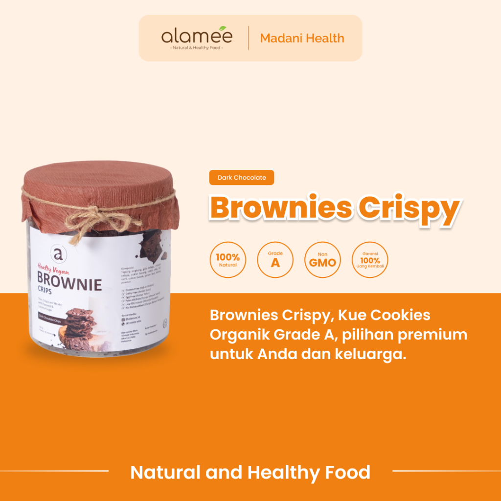 

ALAMEE Brownies Crispy Cemilan Cookies Dark Chocolate Kue Snack Sehat Kering Healthy Low Calorie