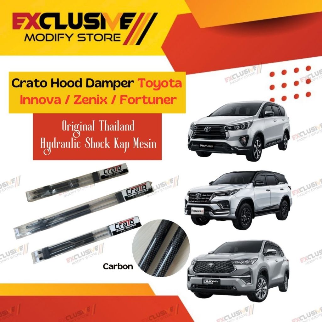CRATO HOOD DAMPER HIDROLIK KAP MESIN TOYOTA FORTUNER VRZ / GR 2.8 2016+ / Innova Reborn 2016+ / Zeni