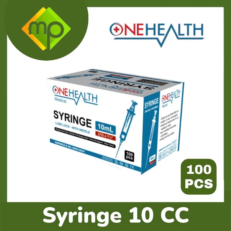 OneHealth Syringe  10ML Spuit 10CC OneHealt  Suntikan Onehealt 1 Box isi 100Pcs