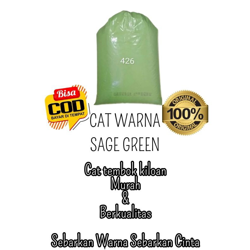 Cat tembok kiloan warna sage green 1kg