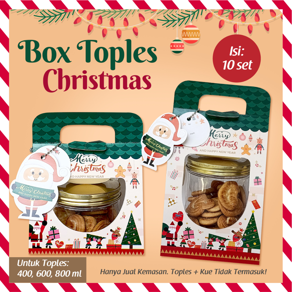 

[Isi 10] Kotak Toples Natal/ Box Natal/ Packaging Christmas/ Kotak Kue Kering
