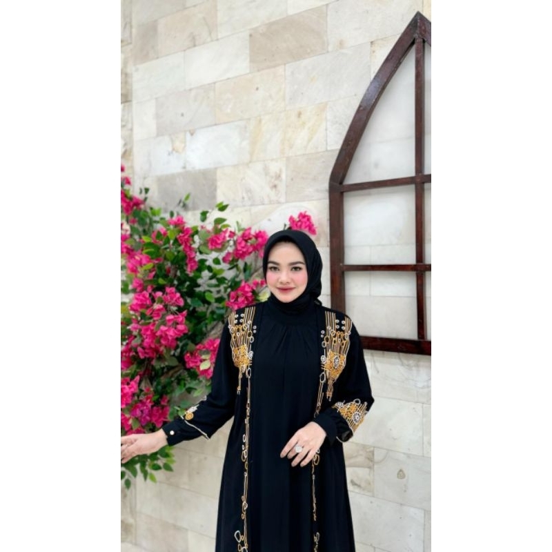 Salimah Abaya 2 in 1 Bordiran yang mewah/2 in 1 (rompi pisah)