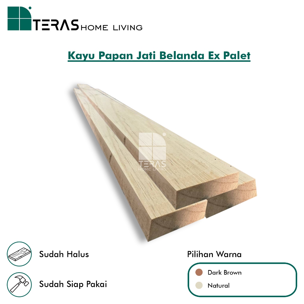 Papan kayu jati belanda serut amplas panjang 110 cm lebar 5 cm tebal