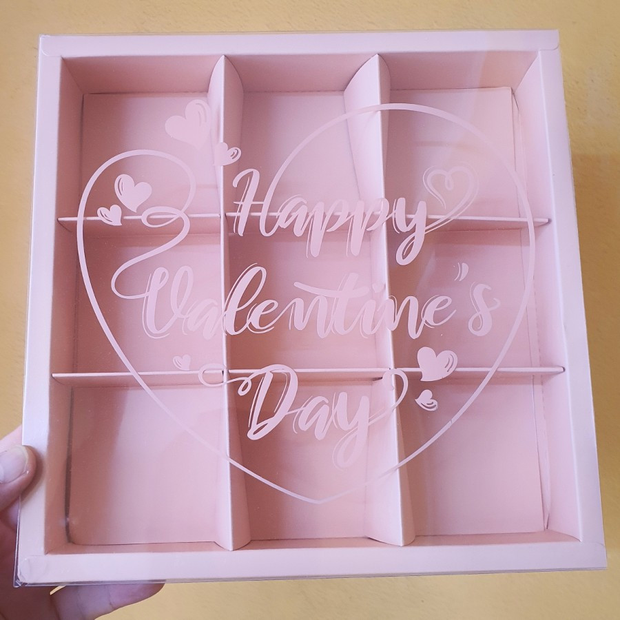 

( 5 pcs ) Kotak Box Mika Hampers Valentine Kardus Sekat 9 Packaging Fruitpie Isi 9