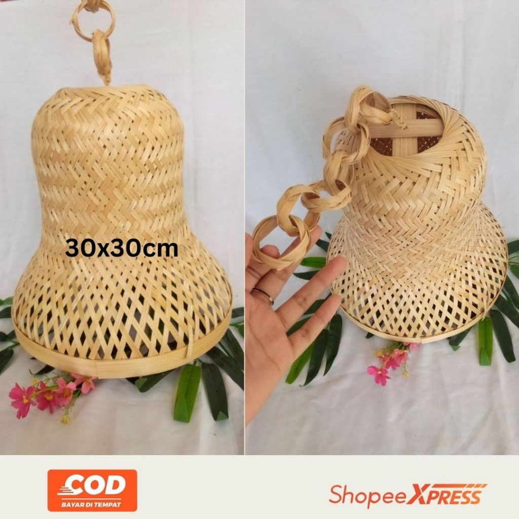 Cup Lampu Bambu Gantung Lonceng Dekorasi Cafe Aesthetic | Kap Lampu Gantung Minimalis