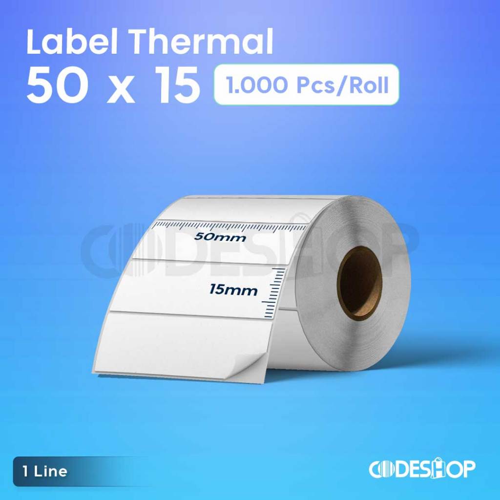 

LABEL BARCODE 50 X 15 KERTAS STICKER THERMAL 50x15 MM 1000PCS
